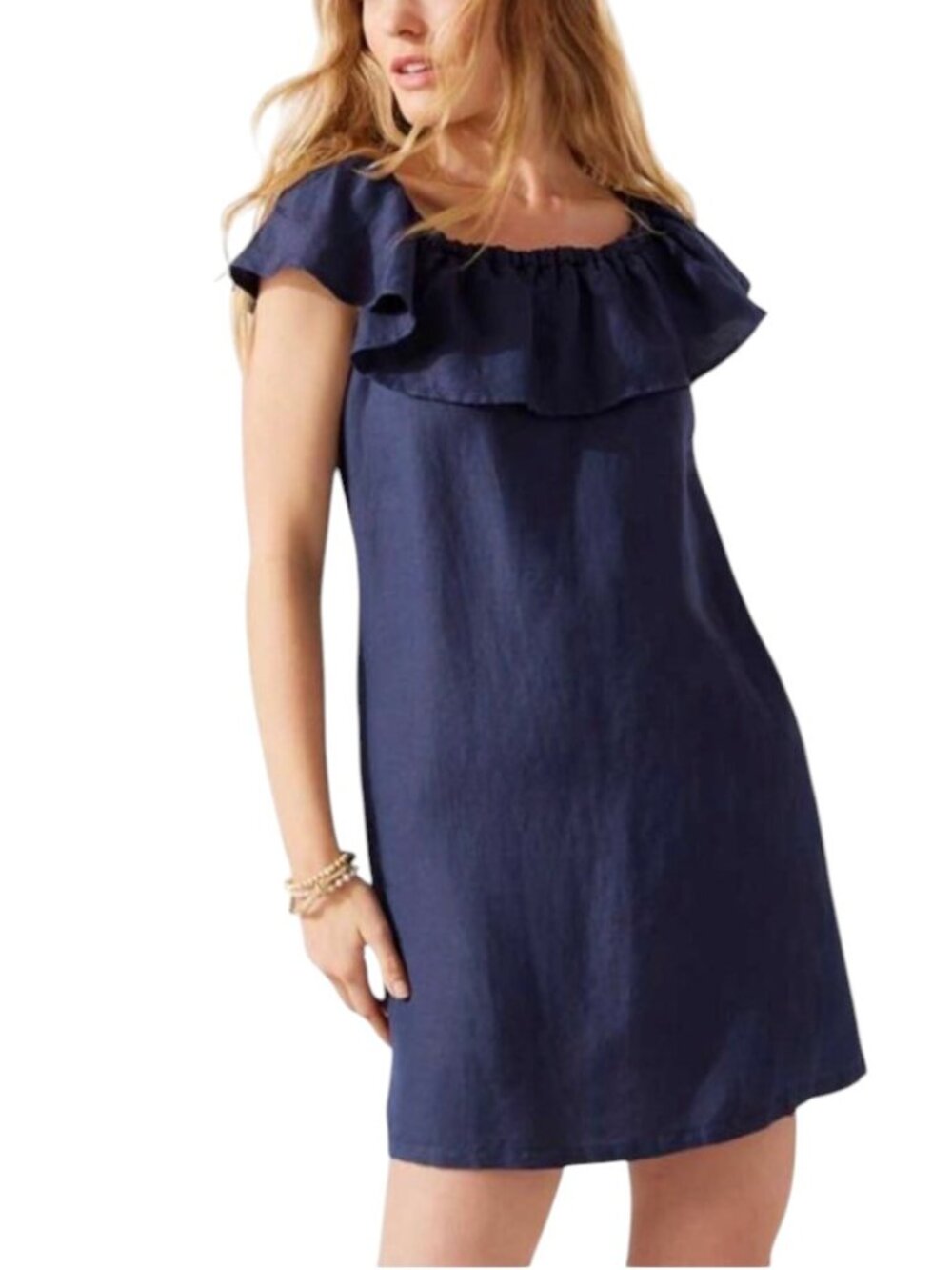Tommy Bahama St Lucia Linen Blend Sleeveless Mini Dress, Navy, M